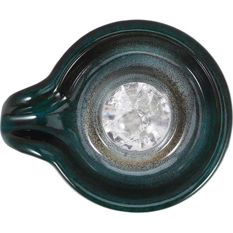Sortie Eau pour Fontaine de Jardin Céramique Accessoire Décoratif de Cascade Intérieure Fourniture pour Fontaine Paysagère avec Boule Cristal Vert Paon Compatible avec Divers