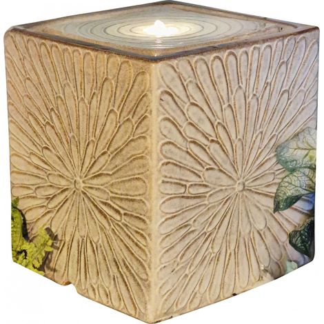 Granimex Jaredo beige Keramik-Wasserwürfel mit Pumpe LED-Beleuchtung Brunnen 36x36x38 cm (1/5)
