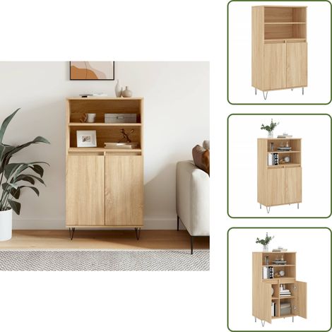 Bois d'ingénierie - vidaXL Buffet haut Chêne sonoma 60x36x110 cm Bois d'ingénierie - Buffet industriel