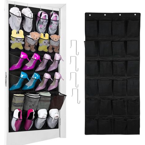 1 Organiseur de Suspension,24 Poches,Rangement Chaussures Porte,Crochets Métalliques,Chambre à Coucher Salle de Bain