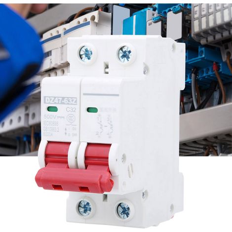 6 Stück DZ47-63Z DC500V 2P MCB-Leistungsschalter Solar-Luftschalter Überlast-Fehlerstromschutzschalter 32A (1/5)