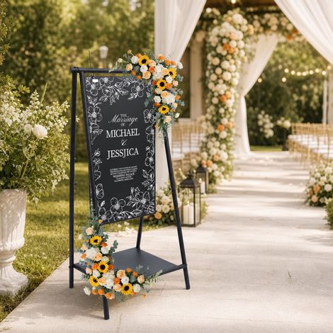 Metal A-Frame Chalkboard, Indoor/Outdoor Swinging Chalkboard, Double-sided Chalkboard 52.8342.16110cm (1/5)