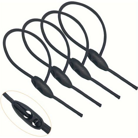 Cordes élastiques réglables ultra-résistantes avec boucle, lot de 4, 19,7 pouces/50 cm, sans nœud, pour la maison, le camping et la fixation des bagages (1/5)