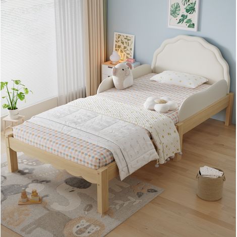 Bett Bettgestell 90x200 mit Schutzgeländer Holz HAVRYA (1/5)