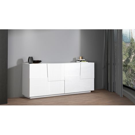 Buffet/bahut moderne 200 cm blanc brillant Pedro (1/4)
