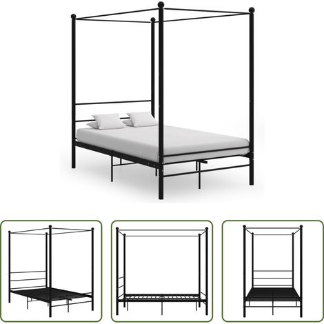 Metallbett - Himmelbett Schwarz Metall 140x200 cm (1/5)