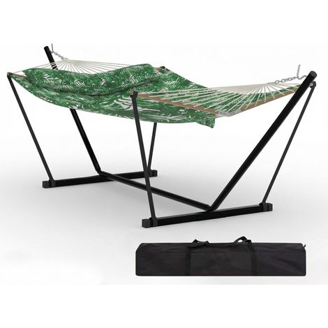 Hamac 2 Personnes 365cm avec Support en Métal –Idéal Jardin, Terrasse, Plage
