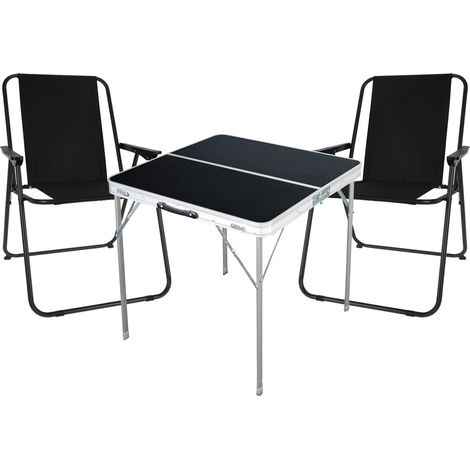 3-teiliges Campingmöbel Set Tisch schwarz 2 x Stuhl Schwarz-MMC330883B+2xLE8000020 (1/5)