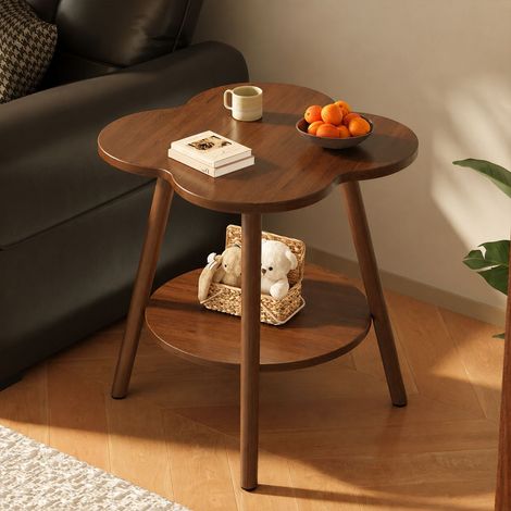 Table d'appoint [Marque] [Modèle] design moderne en bois couleur noyer foncé 40x50cm pour salon chambre maison (1/5)