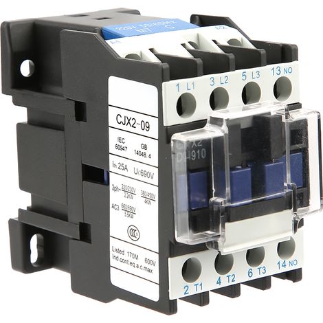 Contacteur électrique industriel AC 220V 9A CJX2-0910, sensibilité élevée, pour commande de circuits (1/5)