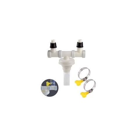 Blanc Double Evacuation Machine a Laver,Clapet Anti Retour Machine a laver,Double Raccord pour Sèche Linge et Machine à Laver,Raccord pour Machine à Laver,Sèche Ensemble ou Lave Vaisselle