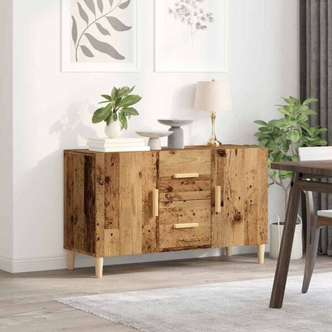 Buffet de Salle à Manger en Bois Style Rétro, Meuble de Rangement 100x36x60 cm, Crédence avec Portes et Étagères pour Cuisine ou Salon, Design Vintage Chaud (1/5)