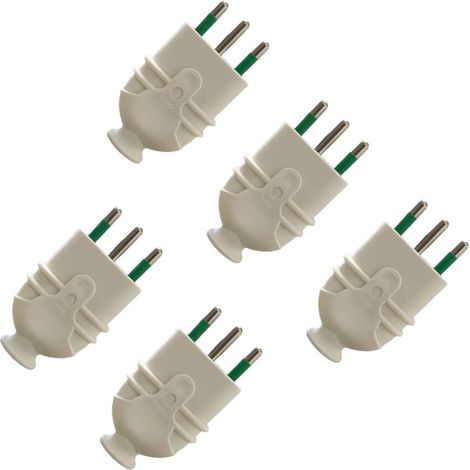 gloca 5x Spina Professionale Volante 16A 2P+T Bianco Maschio Standard Italiano 250V