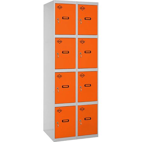Simonrack Metall-Lockerschrank grau und orange mit 4 Türen