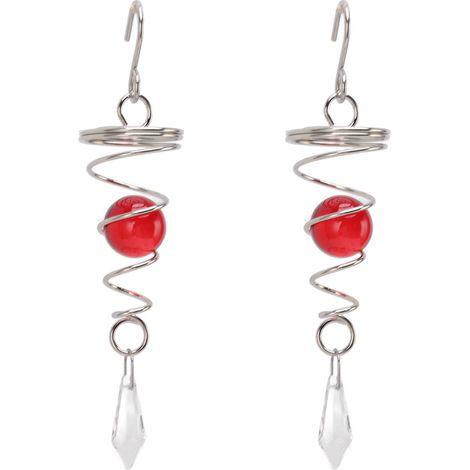 Lot de 2 carillons éoliens en spirale rouge avec stabilisateur en acier inoxydable pour extérieur. (1/5)