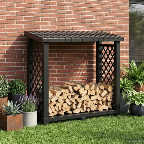 vidaXL  Firewood Rack  Anthracite 114 x 46 x 101 cm PP
