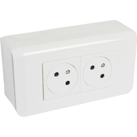 Legrand - 2x2P+T Surface Mosaic Link à 45° précâblée + plaque + cadre saillie - blanc