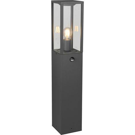 Borne extérieure industrielle carrée 80 cm avec détecteur de mouvement KORIEL Trio E27 60 W anthracite (1/4)