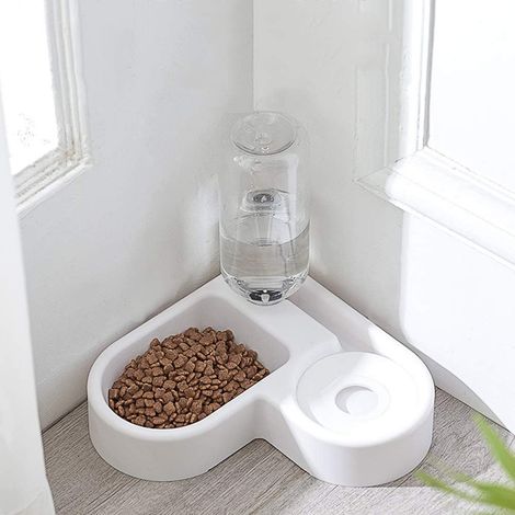 1 Distributeur eau et nourriture 2 en 1, gamelle anti-déversement, anneau silicone, capacité 500 ml, pour chat et chien (1/5)