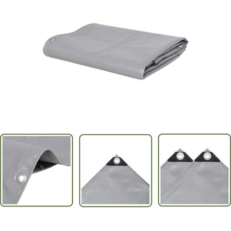 The Living Store Bâche 650 g / m² 1,5 x 10 m Gris - Couverture Imperméable - Bâche Protectrice - Bâche Extérieure - Bâche Voiture - Bâche Moto (1/5)