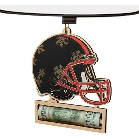 Porte-Argent en Bois en Forme de Casque de Football Casque Créatif en Bois  Ornement De Noël Mignon Porte-Billets Pour Arbre Anniversaire Maison Vacances Nouvel An Adultes (1/5)
