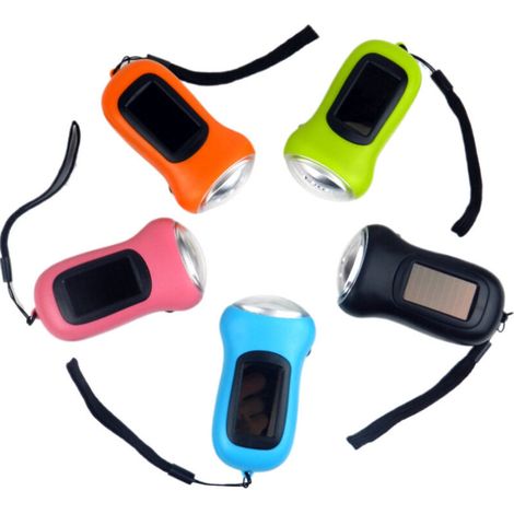 Kit de emergencia con 5 linternas portátiles de manivela, multicolores (1/5)