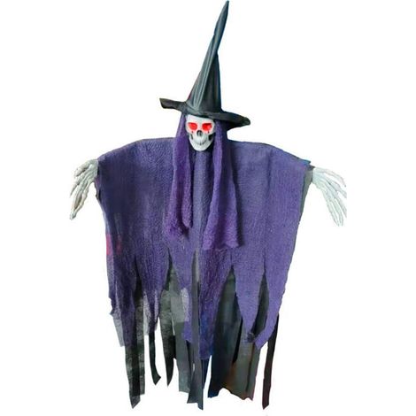 Décoration de fantôme suspendu Halloween, suspendu squelette Skeleton Scary accessoires Les yeux peuvent briller Haunte House Skull Pendentif Flying Ghost Senue accessoires pour la maison, la cour, la (1/5)
