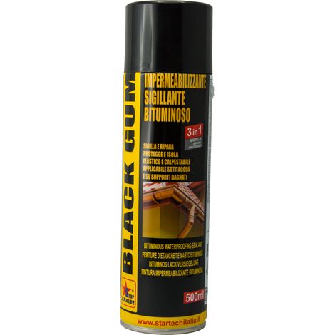 BLACK-GUM guaina sigillante impermeabilizzante per tutte le superfici 500 ml 6 PEZZI