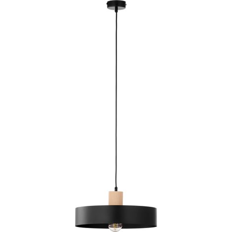 Suspension scandinave noire et bois RIF WOOD Sigma Lighting 1xE27 15W (1/5)