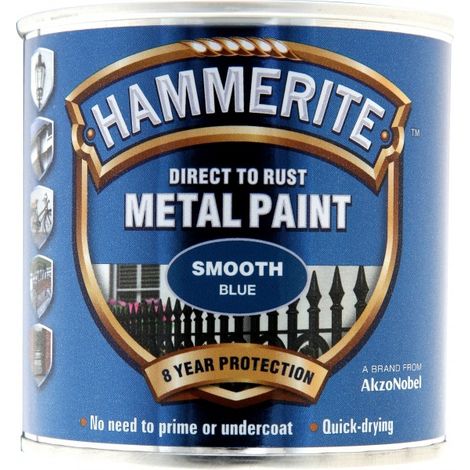 Hammerite Direct to Rust Smooth Finish Metal Paint - Blue, 250ml