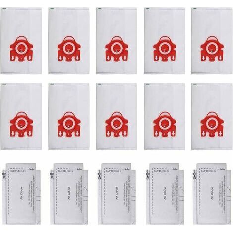 3D Efficiency FJM Sac Filtre Aspirateur pour HyClean Miele - y'a 10 Sacs,5 tampons filtrants - 209077 Rouge (1/5)