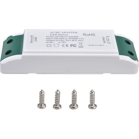 Transformador LED SUNXURY de 24 V CC, 2 A, 48 W, fuente de alimentación LED de corriente constante para el hogar y la oficina, AC100-240V (1/5)