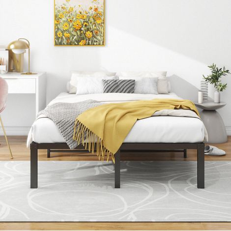 Letto matrimoniale 120x200 cm in metallo nero, struttura stabile e silenziosa, con contenitore sotto il letto per la camera da letto. (1/5)