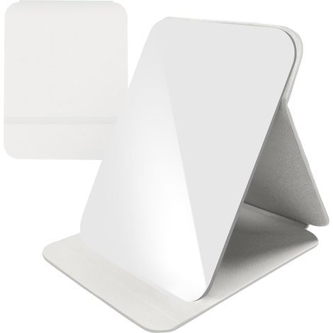 Klappspiegel, PU-Leder, verstellbarer Winkel, HD-Glas, für Reisen und Büro (1/5)