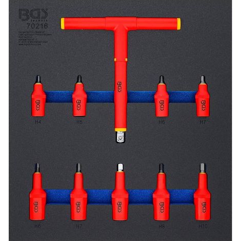 Insert de Servante d'Atelier 2/3 - Jeu de 10 Douilles à Embouts VDE 4-10 mm - 3/8 et 1/2 - Sécurité et Polyvalence - D-Work