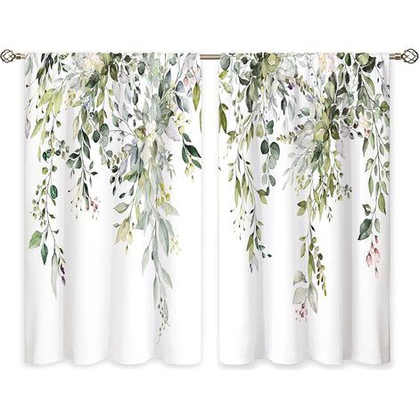 Biombo de estilo bohemio con estampado de hojas de eucalipto, blanco, 66 x 91 cm. Ideal para decorar el salón o el dormitorio. Protege del sol a la vez que deja pasar la luz. (1/5)