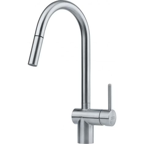 Franke – Mitigeur de lavabo à douchette monojet inox – Rotation 180° – Débit 10,4 L/min – Système de fixation corps fileté (1/3)