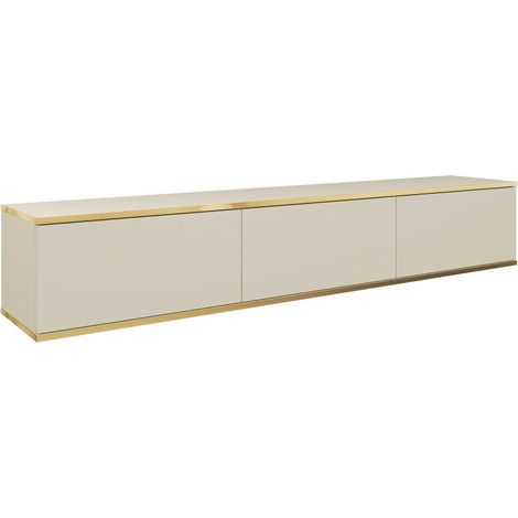 Meuble TV : Chêne Wotan / Blanc Brillant, pieds noires, 170 × 52 × 32 cm (1/5)