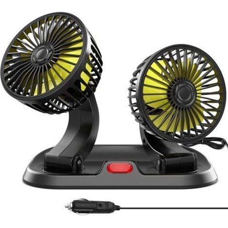 Ventilateur Voiture Double Puissant 2 Vitesses 12V 360° pour SUV Camping-Car Camion Ortviai