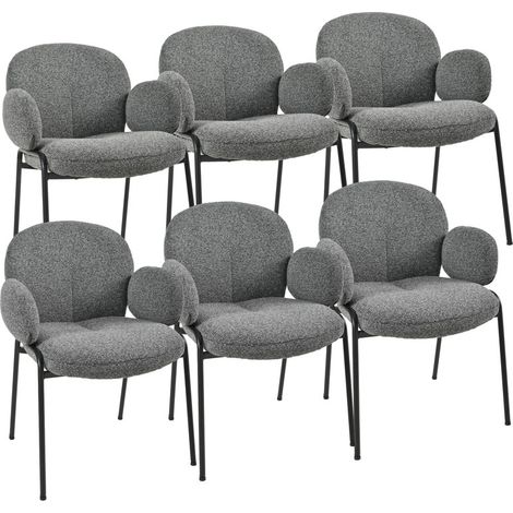 Goeurvant Sedie Eleganti con Schienale Curvo e Piedini Regolabili, Stile Scandinavo - Set di 6 - Grigio scuro