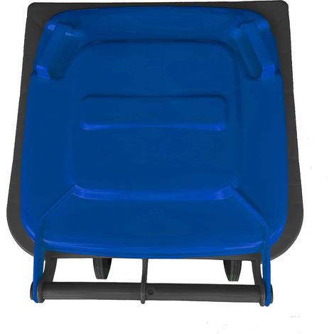 Bidone carrellato grigio coperchio blu pattumiera per raccolta differenziata rifiuti 120 Lt con ruote (1/5)
