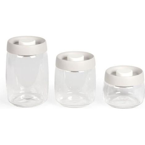 Set de 3 bocaux sous vide - LIVOO - MEN401 - 400 ml, 800 ml, et 1,2 L - Verre borosciliate - Compatible congélation (1/4)
