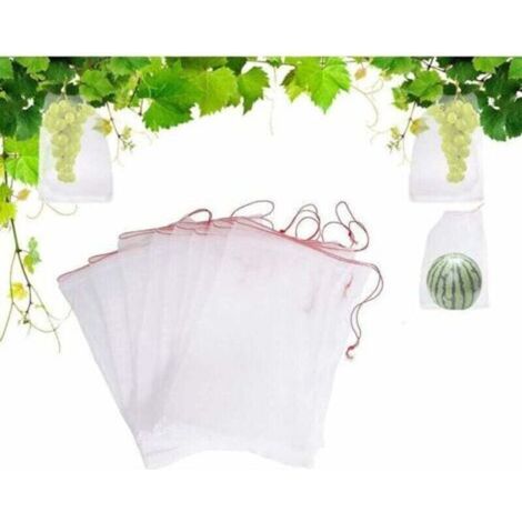 100er-Pack Insektennetze, Nylon-Gartenschutznetze, wiederverwendbare Obst- und Pflanzenschutzbeutel, vogelsichere Traubenbeutel mit Kordelzug, 15 x 10 cm