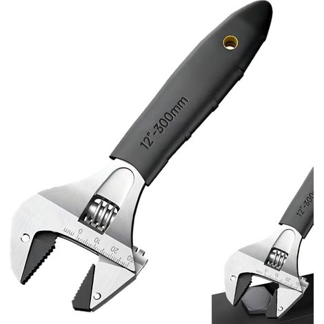 Clé réglable à cliquet de 25,4 cm, clé réglable de verrouillage – Outil de rotation portable en acier au carbone pour l'entretien de tuyaux à domicile, la réparation de douche, les boulons mécaniciens (1/5)