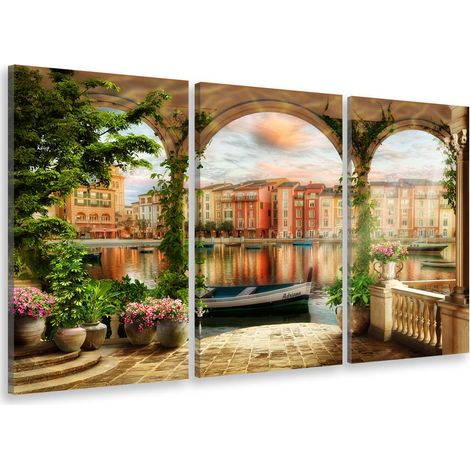 Tableau triptyque paysage de venise illustré - 90x60 cm (1/4)