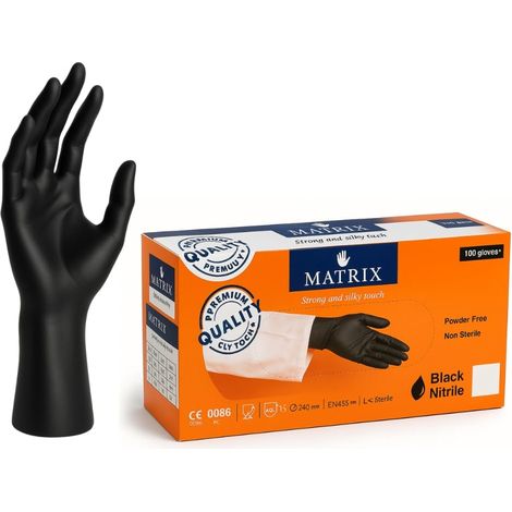 Lot de 100 gants jetables en nitrile Noir Taille L (1/5)