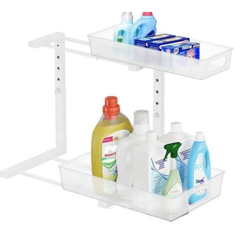 Meuble Sous Evier-Organisateur sous Evier Tiroir Coulissant à Extraction Rangement et Organisation De Cuisine 2 Niveaux Panie