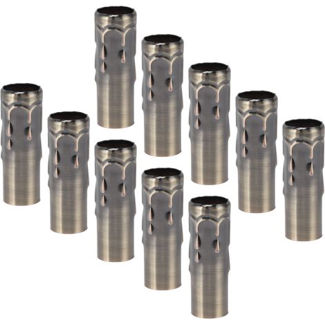 Lot de 10 douilles E14, tubes pour lustre en cristal, manchons effet larme, tubes droits pour suspension, accessoires luminaires, finition bronze antique, modèle 25x80mm. (1/5)