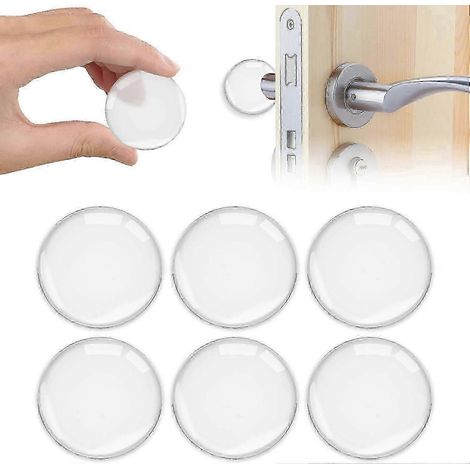 Lot de 6 butées de porte autocollantes en silicone avec adhésif puissant pour portes de placard, cuisine et salle de bain (1/5)