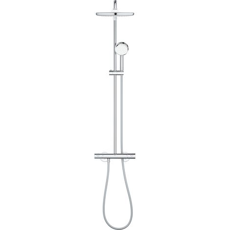 Colonne de douche thermostatique Tempesta Cosmopolitan 250 – Pommeau de douche 250mm – 2 jets : pluie et jet – Flexo 1,75m – GROHE Water Saving